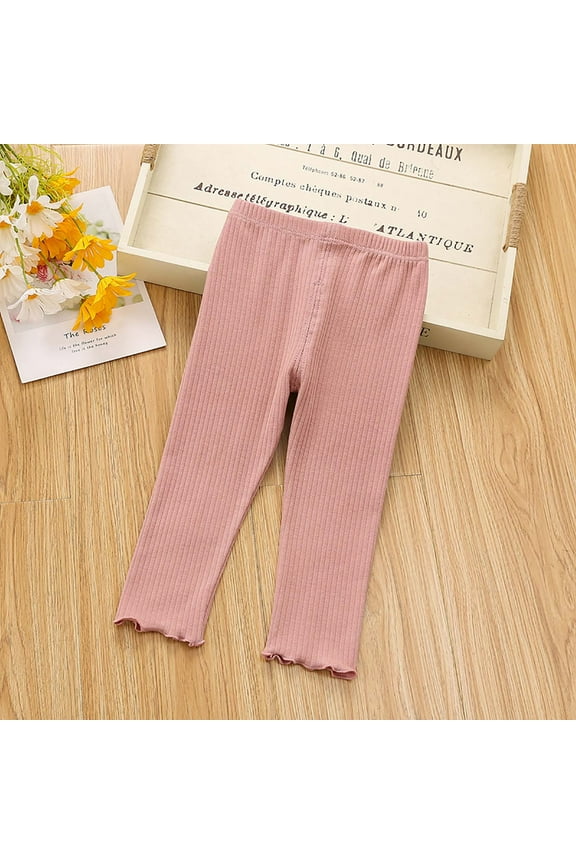 Toddler Girls Cotton Pants Baby Solid Coute Pants Elastic Waist Long Pant 2024 Fashion Outdoor Pants Today Pink,2-3 Years