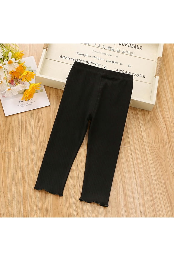 Toddler Girls Cotton Pants Baby Solid Coute Pants Elastic Waist Long Pant 2025 Fashion Outdoor Pants Today Black,3-4 Years