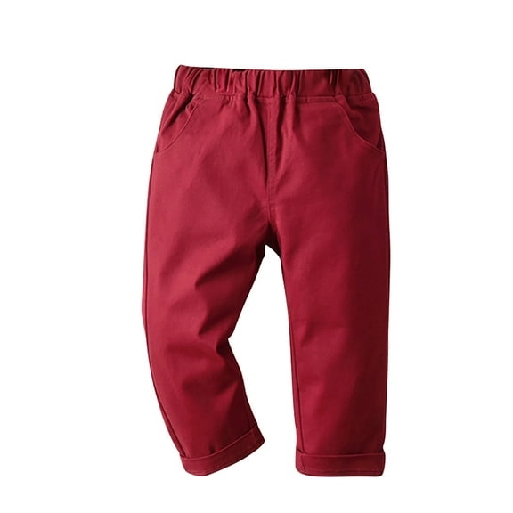 BXINGOHAI Toddler Kids Boys Suit Pant School Uniform Pants Solid Color Straight Leg Dressy Trousers Casual Activity Pants Today Sales Red,7 Years