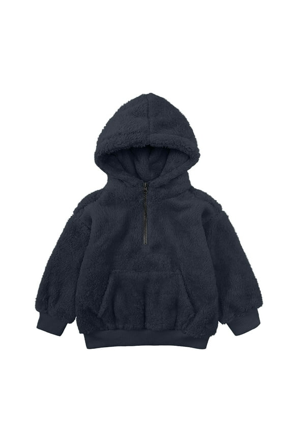 Toddler Little Girls Fleece Hooded Jacket Kids Winter Fall Warm Zip Up Hoodies Thick Coat Flannel Pullover Tops Outwear Clothes Navy,2 Years