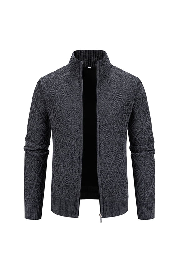 Turtleneck Sweater for men Knitwear Trend Casual Collar Sweater Cardigan Casual Jacket Pullover Sweaters With Ribbed Sale Dark Gray,XXXL
