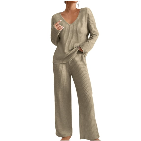 BXINGOHAI Two Piece Outfits for Women Lounge Sets Button Down Sweatshirt Sweatpants Sweatsuits Set with Pockets Khaki L