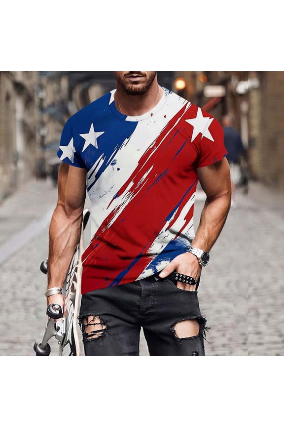 Usa Flag 4Th July American Red White Blue Star Stripes Patriotic T-Shirt Red,L
