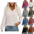 thumbnail image 1 of BXINGOHAI V Neck Cable Knit Sweaters for Women Long Sleeve Ribbed Fitted Pullover Tops Business Casual Fall Outfits Red XL, 1 of 8