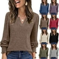 thumbnail image 1 of BXINGOHAI V Neck Long Sleeve Shirts for Women Casual Fall Tops Lightweight Tunic Sweaters Fashion Clothes Beige XL, 1 of 8