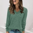 thumbnail image 1 of BXINGOHAI V Neck Long Sleeve Shirts for Women Casual Fall Tops Lightweight Tunic Sweaters Fashion Clothes Loose Fit Green XL, 1 of 7