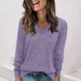 thumbnail image 1 of BXINGOHAI V Neck Long Sleeve Shirts for Women Casual Fall Tops Lightweight Tunic Sweaters Fashion Clothes Loose Fit Purple XL, 1 of 7