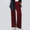 thumbnail image 1 of BXINGOHAI Velvet Pants for Women Dressy Women Casual Wide Leg Pants Stretchy High Waisted Velour Palazzo Pants, 1 of 7