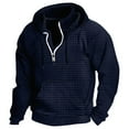 thumbnail image 1 of BXINGOHAI Waffle Hoodies Sweatshirts For Men 1/4 Zip Resistant Pullover Shirts Outdoor Sport Long Sleeve Hooded Tops With Kangaroo Pocket Drawstring Today Navy,XXL, 1 of 5