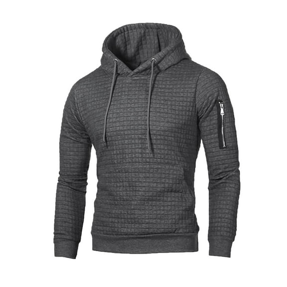 BXINGOHAI Waffle Hoodies Sweatshirts for Men Solid Drawstring Hooded Sweatshirt Long Sleeve Pullover Shirts Outdoor Jogging Workout With Kangaroo Pocket Today Sales Dark Gray,L