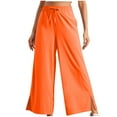thumbnail image 1 of BXINGOHAI Wide Leg Cropped Pants for Women High Waisted Split Pants Solid Drawstring Baggy Trousers Outdoor Athletic Jogger Pants With Pockets Orange,M, 1 of 6