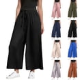 thumbnail image 1 of BXINGOHAI Wide Leg Palazzo Pants for Women - High Waist Casual Beach Lounge Pants Loose Dress Pants Stretchy Trousers Navy 3XL, 1 of 4