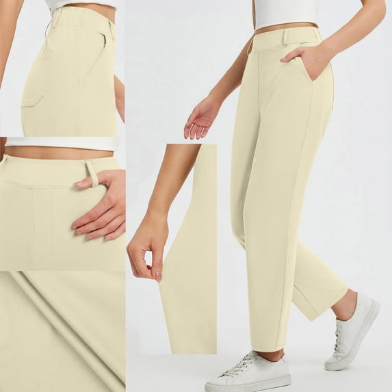 BXINGOHAI Wide Leg Stretchy Work Pants Women Pull on Dress Pants High Waisted Business Casual Trousers Slacks for Women