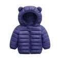 thumbnail image 1 of BXINGOHAI Winter Coats for Baby Girls Boys Kids Bear Ears Hooded Light Puffer Padded Jacket Thermal Outerwear With Hood Dark Blue,2-3 Years, 1 of 6