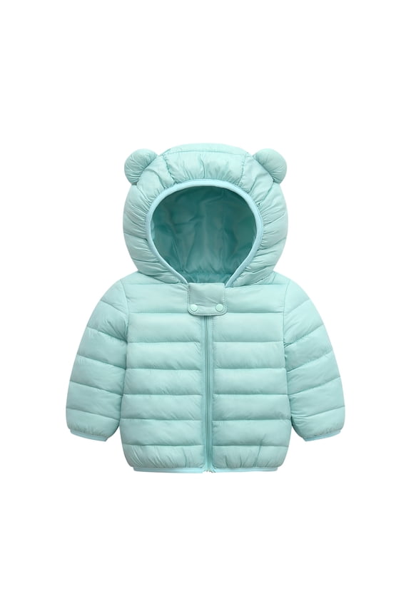 Winter Coats for Baby Girls Boys Kids Bear Ears Hooded Light Puffer Padded Jacket Thermal Outerwear With Hood Today Green,3-4 Years