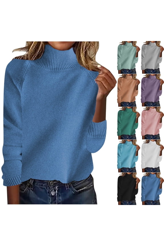 Women Fall Casual Turtleneck Batwing Sleeve Chunky Oversized Ribbed Knit Tunic Sweaters Pullover Green,S