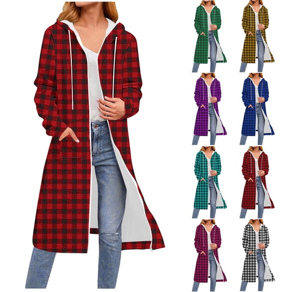 BXINGOHAI Women Fall Flannel Plaid Shacket Jacket Oversized Button Down Long Shirt Jacket Yellow L