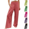 thumbnail image 1 of BXINGOHAI Women High Waisted Cotton Linen Palazzo Pants Wide Leg Long Lounge Pant Trousers with Pocket Orange 2XL, 1 of 6