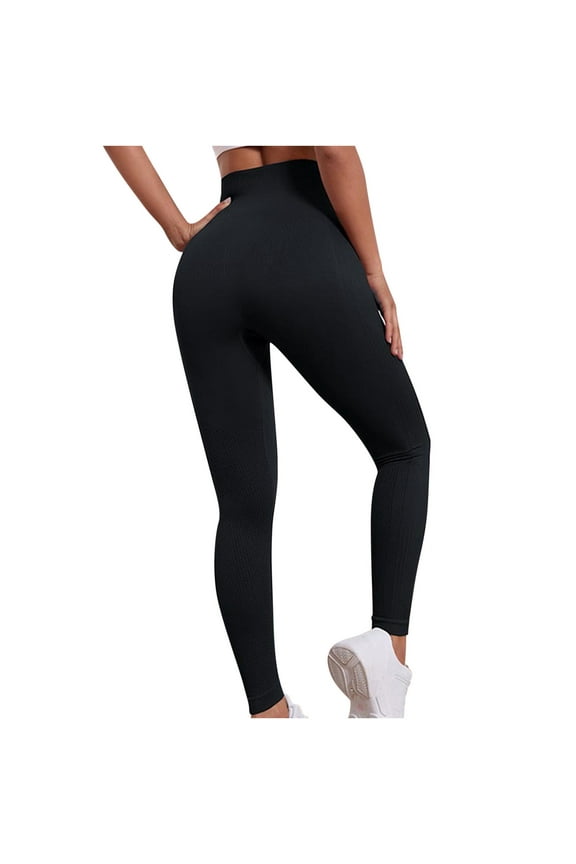Women Leggings Casual Fashion Bodybuilding Run Yoga Pants Solid Long Pants Workout Stretch Leggings Black,L