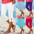 thumbnail image 1 of BXINGOHAI Women Linen Shorts Casual Knee Length Bermuda Shorts Summer Beach Lightweight Capri Pants White 2XL, 1 of 7