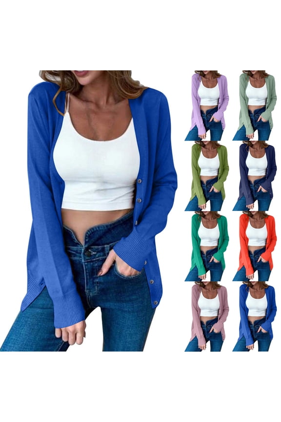 Women Long Cardigan Sweaters Lightweight Open Front Duster Knit Fashion Sweater Coats Trendy Cardigans Navy,L