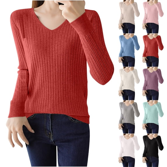 BXINGOHAI Women Long Sleeve Shirts Fall V Neck Work Tops Fashion Tunic Sweaters Dressy Casual Winter Blouse Trendy Outfits Blue,M