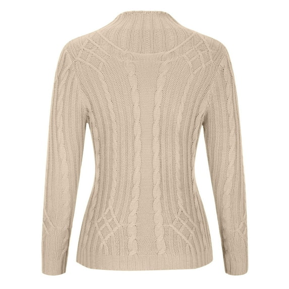 BXINGOHAI Women Long Sleeve Tops Ribbed Knit Sweater Mock Neck Shirts Basic Casual Tee Tops Fall Winter Fashion Sweaters Beige,XXXL