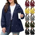 thumbnail image 1 of BXINGOHAI Women Plus Size Light RainCoat Jackets Packable Hooded Waterproof Windbreaker for Women Black L, 1 of 8