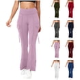 thumbnail image 1 of BXINGOHAI Women Workout Flare Leggings with Pockets High Waisted Cargo Gym Yoga No Front Seam Leggings Blue S, 1 of 7