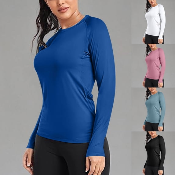 BXINGOHAI Women Workout Shirts Seamless Long Sleeve Yoga Tops for Sports Running Breathable Athletic Slim Fit Gray L