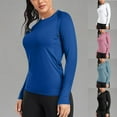 thumbnail image 1 of BXINGOHAI Women Workout Shirts Seamless Long Sleeve Yoga Tops for Sports Running Breathable Athletic Slim Fit Pink M, 1 of 7