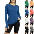 thumbnail image 1 of BXINGOHAI Women Workout Shirts Seamless Long Sleeve Yoga Tops with Thumb Holes for Sports Running Breathable Athletic Slim Fit Gray 2XL, 1 of 6