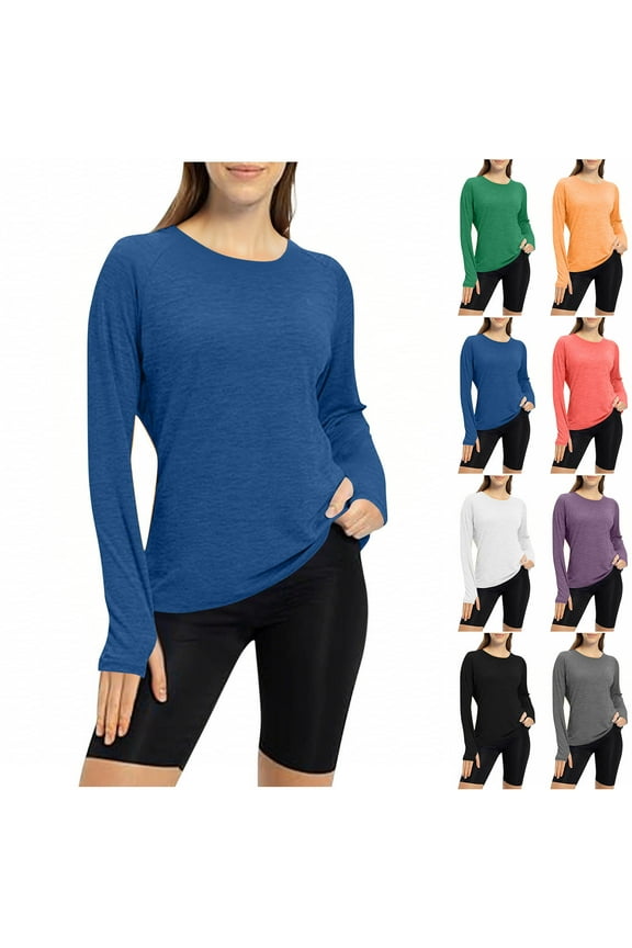 Women Workout Shirts Seamless Long Sleeve Yoga Tops with Thumb Holes for Sports Running Breathable Athletic Slim Fit White L