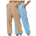 thumbnail image 1 of BXINGOHAI Women's 2 Pack Track Pants High Waisted Sweatpants Casual Jogger Pants Fleece Lined Lounge Pants Cozy Travel Pants With Pockets Trousers Light Blue,XL, 1 of 4