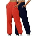 thumbnail image 1 of BXINGOHAI Women's 2 Pack Track Pants High Waisted Sweatpants Casual Jogger Pants Fleece Lined Lounge Pants Cozy Travel Pants With Pockets Trousers Fall Savings Navy,L, 1 of 3