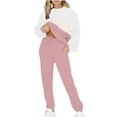 thumbnail image 1 of BXINGOHAI Women's 2 Piece Tracksuit Color Block Fall Outfits 2024 Long Sleeve Sweatshirt Jogger Pants Lounge Sets Sweatsuits With Pockets Today Pink,XL, 1 of 4