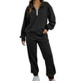 thumbnail image 1 of BXINGOHAI Women's 2 Piece Tracksuit Fall Outfits 2024 Long Sleeve Half Zip Sweatshirt Sweatpants Lounge Set Sweatsuits Black,XXL, 1 of 6