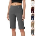 thumbnail image 1 of BXINGOHAI Women's Bermuda Shorts Knee Length with Pockets High Waisted Athletic Long Shorts for Casual Walking Running Yoga Gray XL, 1 of 1