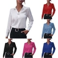 thumbnail image 1 of BXINGOHAI Women's Button Down Shirts Long Sleeve Dress Shirts Collared Work Office Solid Blouses Corset Tops Black L, 1 of 8