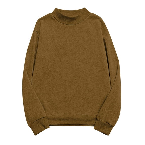 BXINGOHAI Women's Casual Crewneck Sweatshirt Long Sleeve Loose Fitting Pullovers Fall Tops Brown,4XL