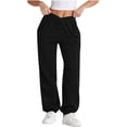 thumbnail image 1 of BXINGOHAI Women's Casual Joggers Pants V Crossover High Waisted Baggy Lounge Bottoms Pants 2024 Fall Winter Sweatpants Today Sales Black,M, 1 of 5