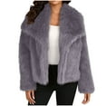 thumbnail image 1 of BXINGOHAI Women's Cropped Faux Fur Jacket Lapel Collar Long Sleeve Coats Soft Faux Fur Coat 2025 Winter Trendy Outwear Dark Gray,S, 1 of 4