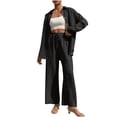 thumbnail image 1 of BXINGOHAI Women's Fall Lounge Sets 2 Piece Outfit Tracksuits Casual Long Sleeve Tops High Waisted Sweatpants Set Black 2XL, 1 of 6