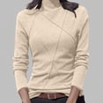 thumbnail image 1 of BXINGOHAI Women's Fall V Neck Sweater Collared Long Sleeve Shirts Ribbed Knit Winter Pullover Tops Beige 2XLL, 1 of 5