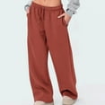 thumbnail image 1 of BXINGOHAI Women's Fleece Lined Sweatpants Winter Warm Wide Leg Sweat Pants Baggy Casual Pants with Pockets Orange 2XL, 1 of 6