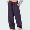 thumbnail image 1 of BXINGOHAI Women's Fleece Lined Sweatpants Winter Warm Wide Leg Sweat Pants Baggy Casual Pants with Pockets Purple XL, 1 of 6