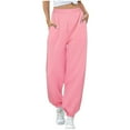thumbnail image 1 of BXINGOHAI Women's Fleece Sweatpants Fall Winter Joggers Athletic Pants Solid Casual Elastic Waist Trousers Pockets Today Sales Pink,XXL, 1 of 5