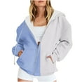 thumbnail image 1 of BXINGOHAI Women's Full Zip Up Hoodie Color Block Long Sleeve Hooded Sweatshirts Pockets Jacket Drawstring Casual Coat for Women Sale Light Blue,XL, 1 of 5