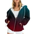 thumbnail image 1 of BXINGOHAI Women's Full Zip Up Hoodie Fashion Gradient Print Fall Jacket Casual Drawstring Hooded Sweatshirts With Pockets Today Sales Wine,XXXL, 1 of 5