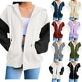 thumbnail image 1 of BXINGOHAI Women's Full Zip Up Hoodie Long Sleeve Hooded Sweatshirts Pockets Jacket Coat for Women Gray XL, 1 of 7